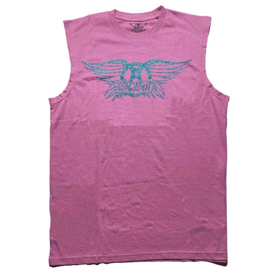 Aerosmith - Glitter Logo Uni Pink Tank