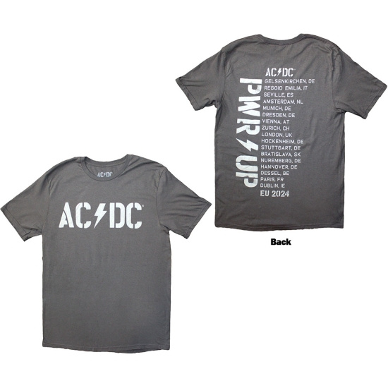 Ac/Dc - Logo Eu Tour 24 Uni Grey T-Shirt