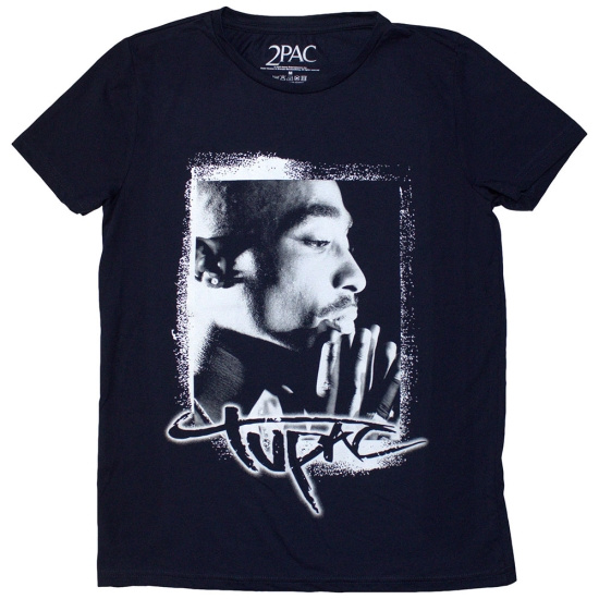 Tupac - Spray Photo Lady Navy T-Shirt