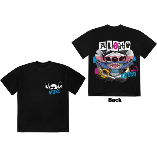 Disney - Stitch Aloha Collage F&B Uni Bl T-Shirt