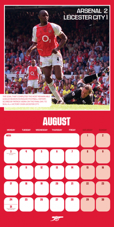 Arsenal Fc Legends  - 2026 Square Calendar