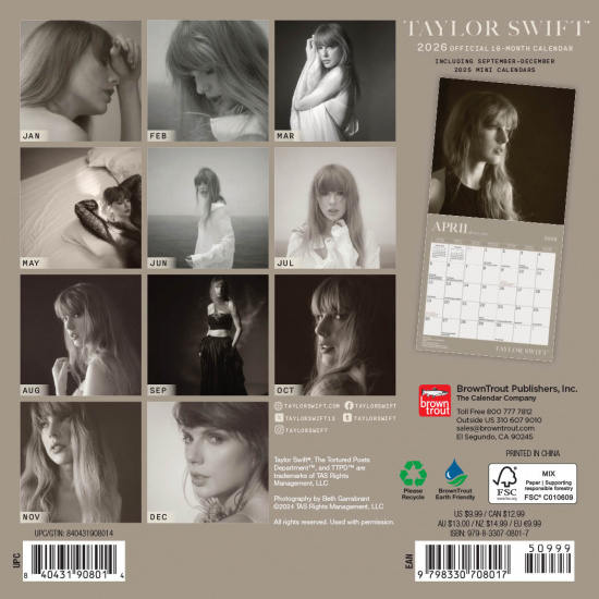 Taylor Swift  - 2026 Mini Calendar