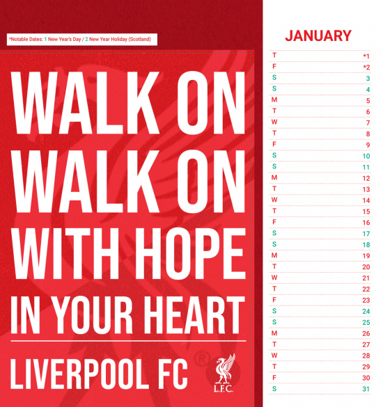 Liverpool Fc - 2026 Desk Easel Calendar