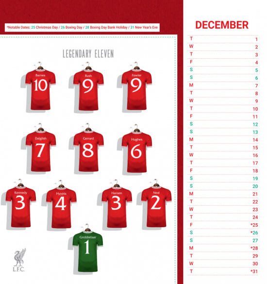 Liverpool Fc - 2026 Desk Easel Calendar