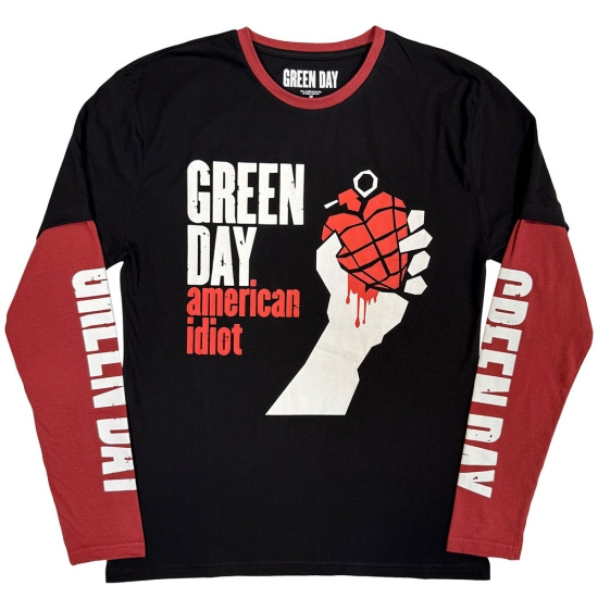 Green Day - American Idiot Uni Bl/Red Layered Longsleeve