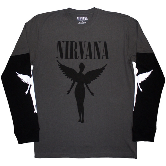 Nirvana - In Utero Mono Uni Char/Bl Layered Longsleeve