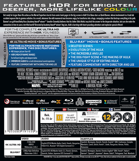 Movie - Hulk, The (2003) (Uhd+Bd) Uhd S-T