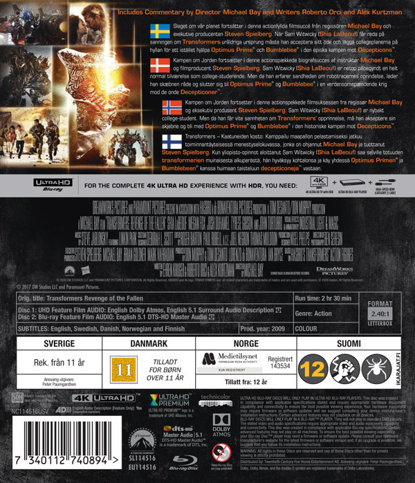 Movie - Transformers 2: Revenge Fallen Uhd