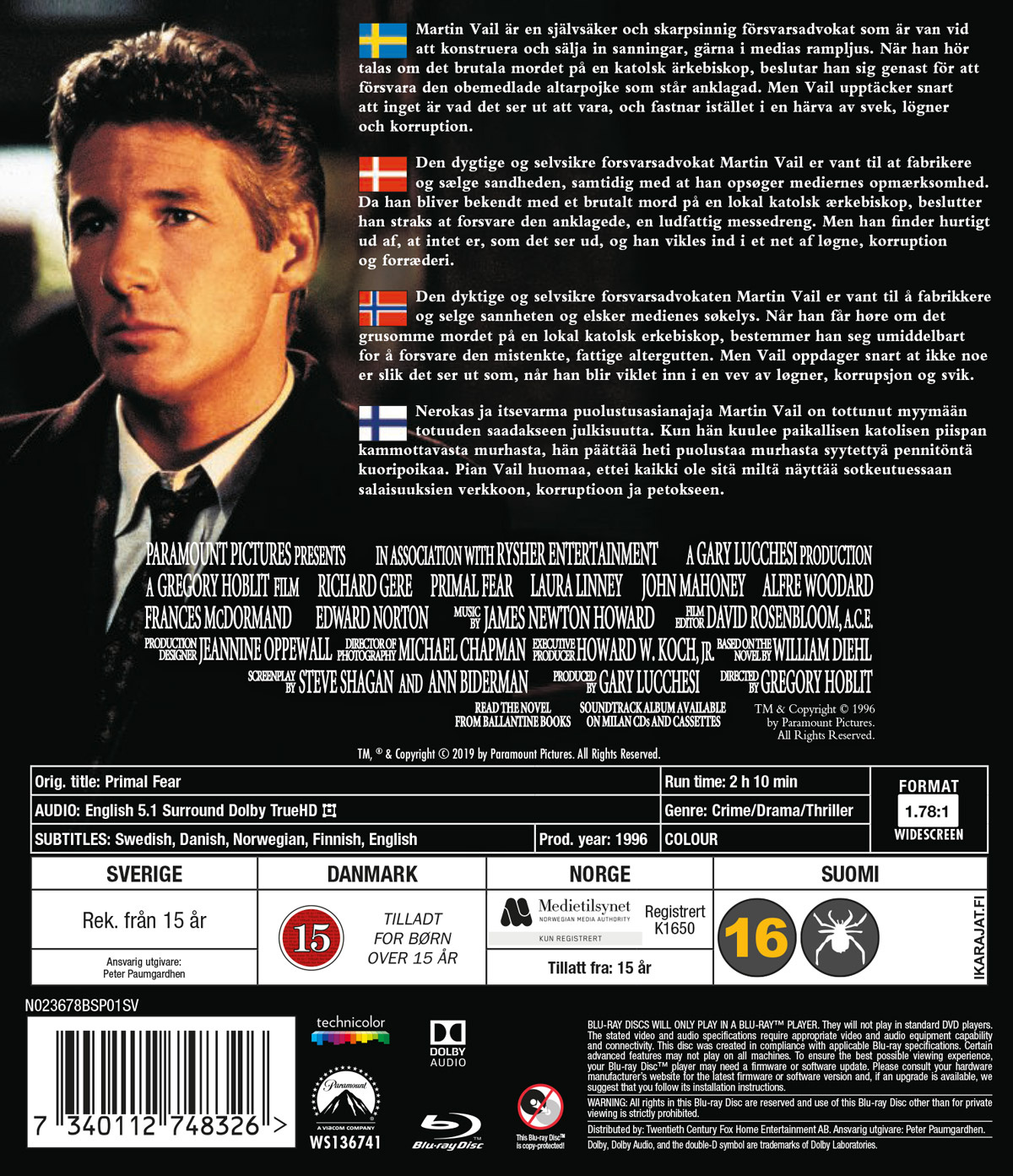 Movie - Primal Fear Bd