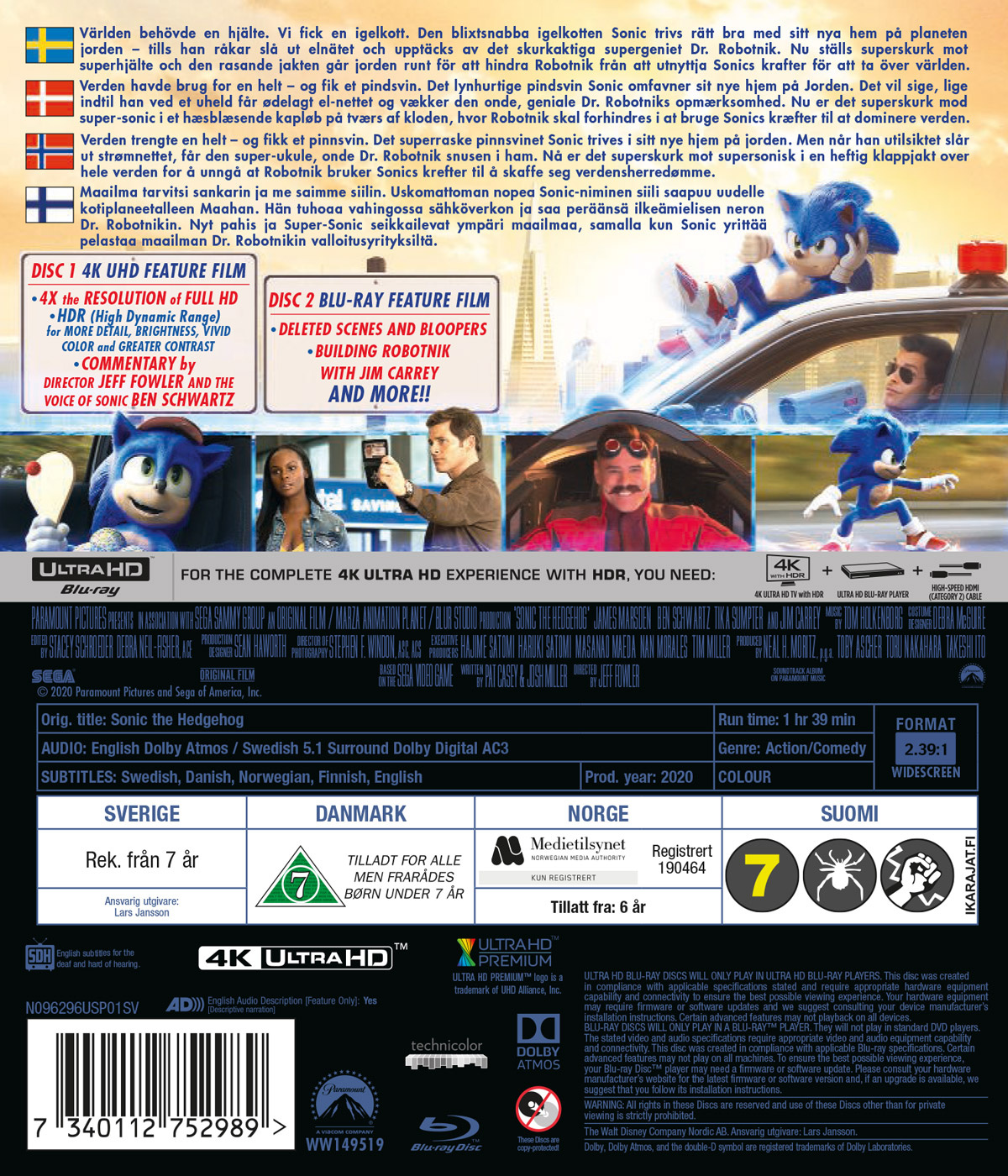 Movie - Sonic The Hedgehog Uhd