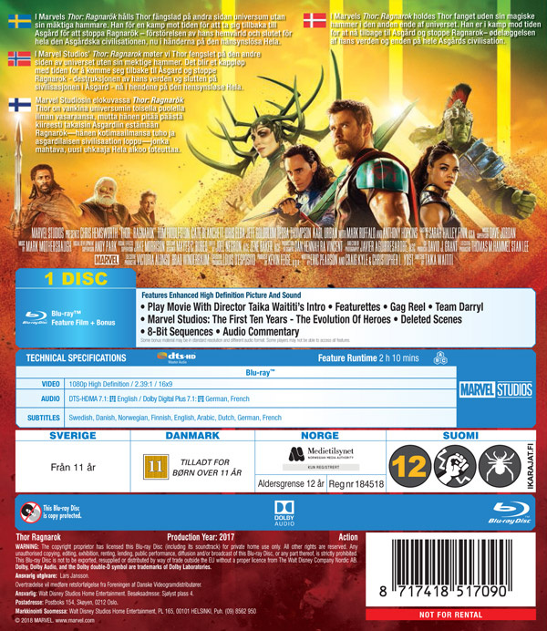 Movie - Thor: Ragnarok Bd/Scandi