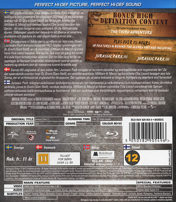 Movie - Jurassic Park 3 Bd S-T