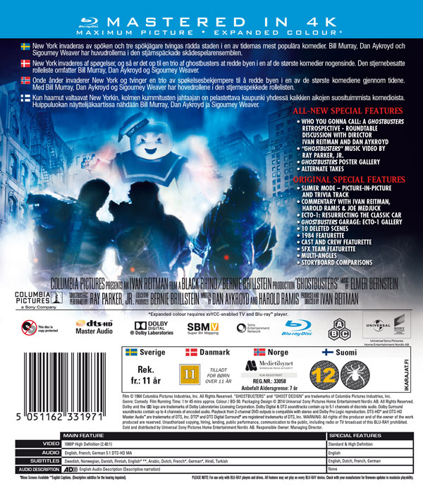 Movie - Ghostbusters Deluxe Bd S-T
