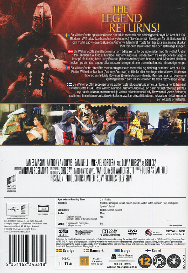 Movie - Ivanhoe (1982) (Rwk 2015) Dvd S-T