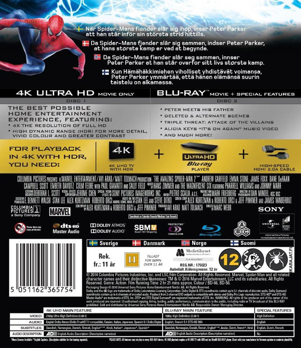 Movie - Amazing Spider-Man 2 (Uhd+Bd) Uhd S-T