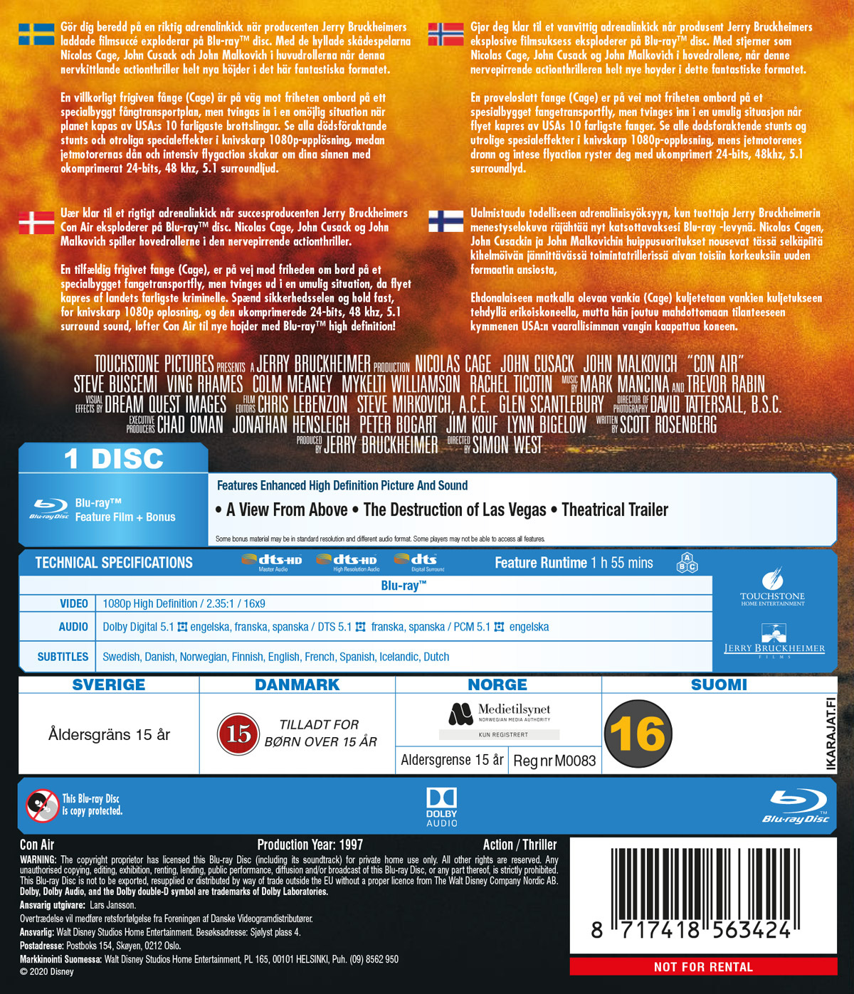 Movie - Con Air - Bd/Scandi