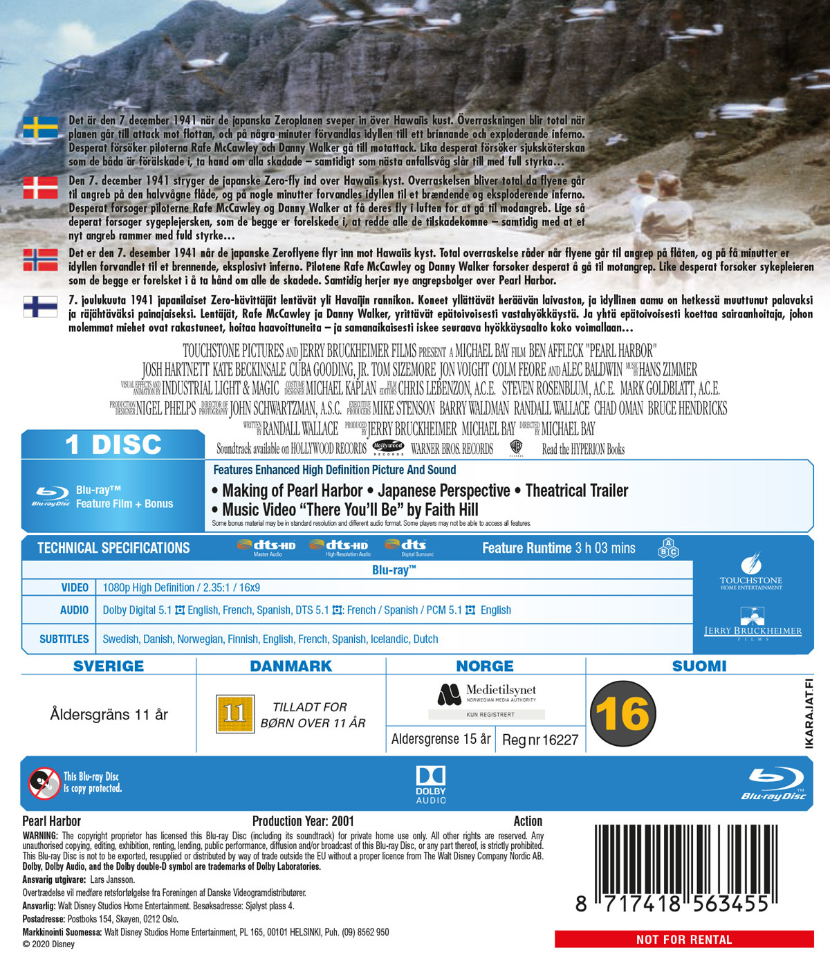 Movie - Pearl Harbor - Bd/Scandi