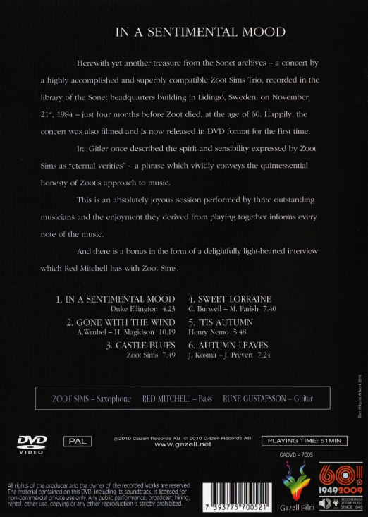 Zoot Sims - In A Sentimental Mood (DVD)