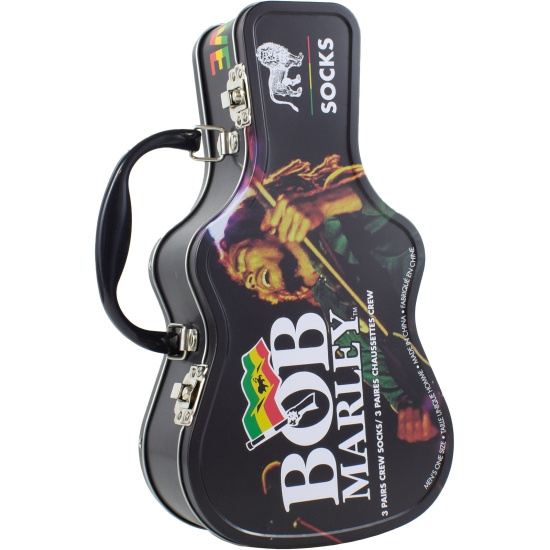 Bob Marley - Logos Guitar Tin Uni 3-Pack Socks