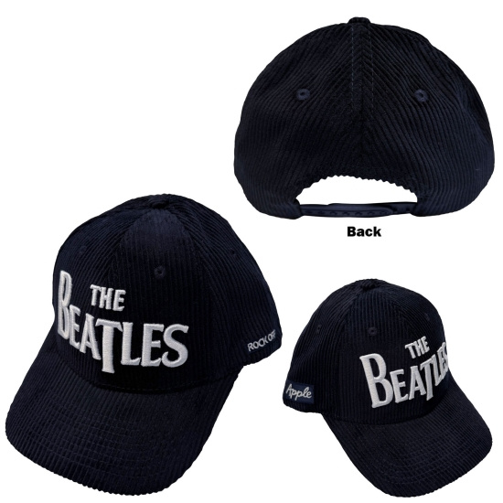 The Beatles - Drop T Logo & Apple Corduroy Navy Baseball Cap
