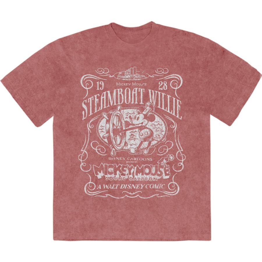 Disney - Mm Steamboat Willie Stone Wash Uni Kashmir Red T-Shirt