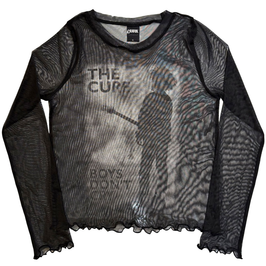 The Cure - Boys Don’T Cry B&W Lady Bl Mesh Crop T-Shirt