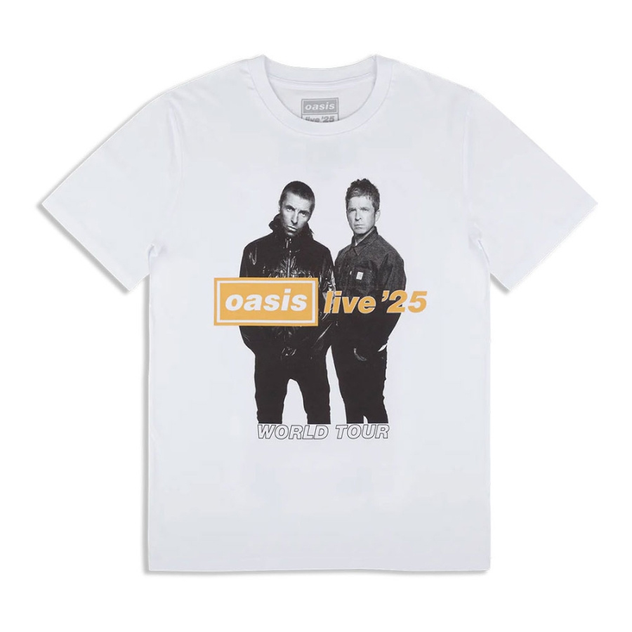 Oasis - Live 25 Gold Photo Uni Wht T-Shirt