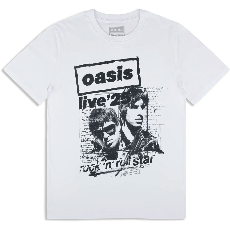 Oasis - Live 25 Rock N Roll Star Uni Wht T-Shirt