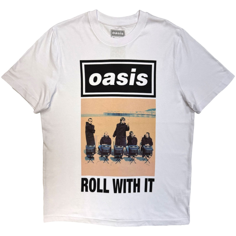 Oasis - Roll With It Single Cover Wht T-Shirt