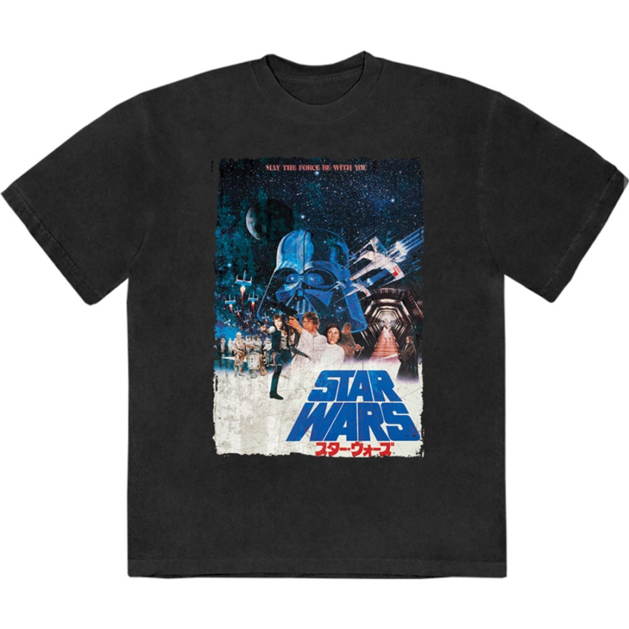 Star Wars - May The Force Be With You Stone Wash Uni Bl T-Shirt