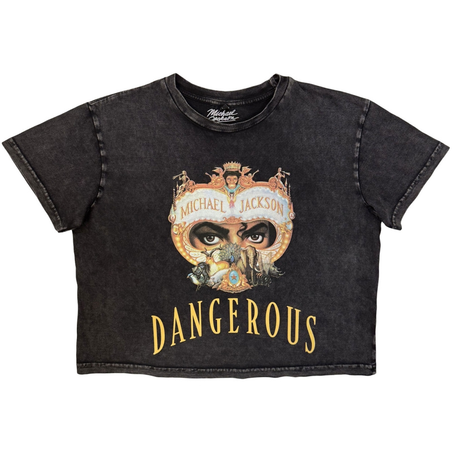 Michael Jackson - Dangerous Stone Wash Lady Char Crop Top