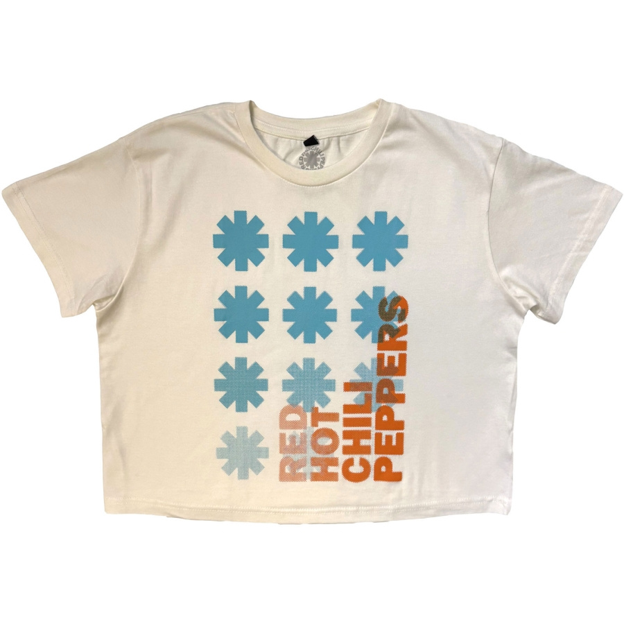 Red Hot Chili Peppers - Gradient Logo Stone Wash Lady Wht Crop Top