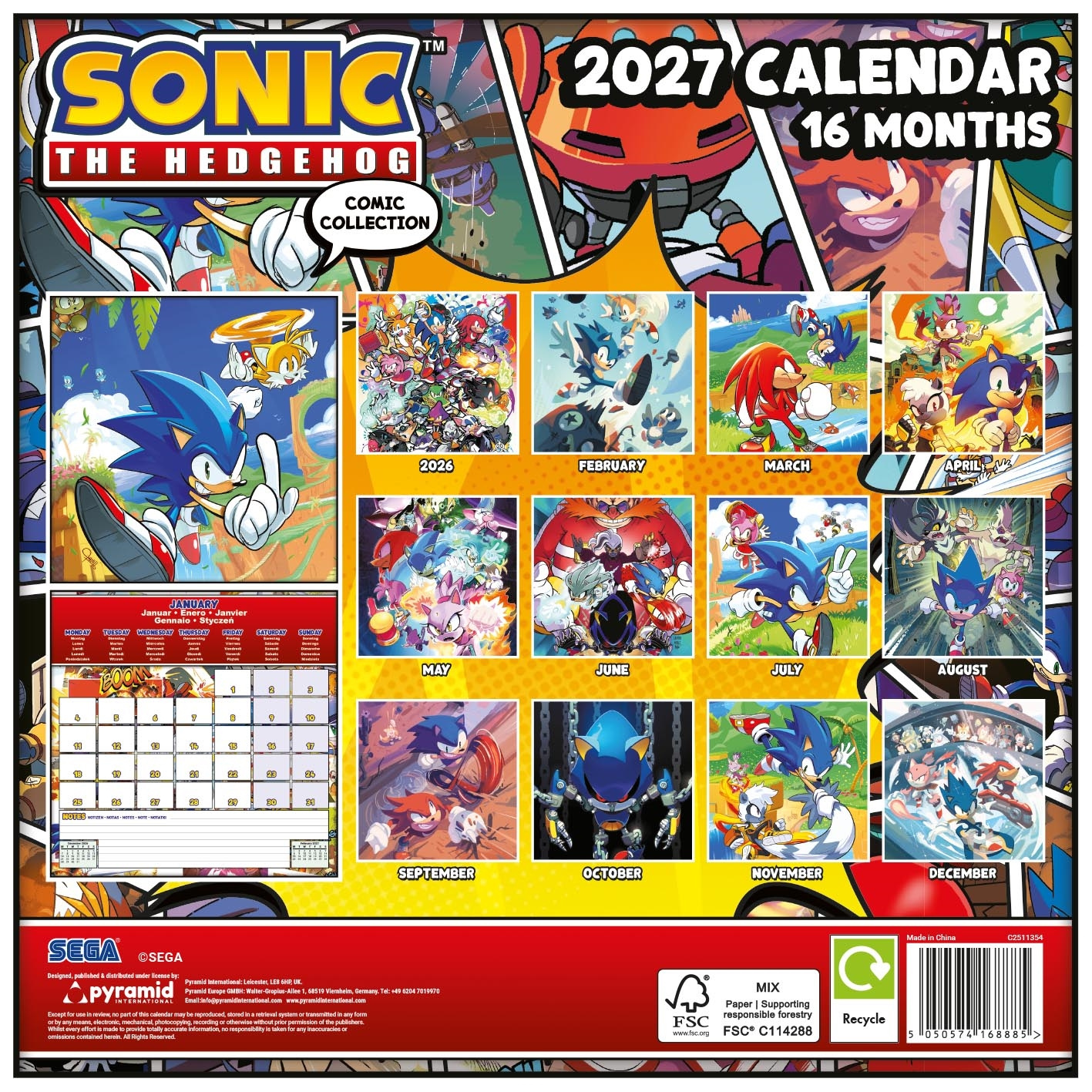Sonic The Hedgehog - 2027 30X30 Square Calendar