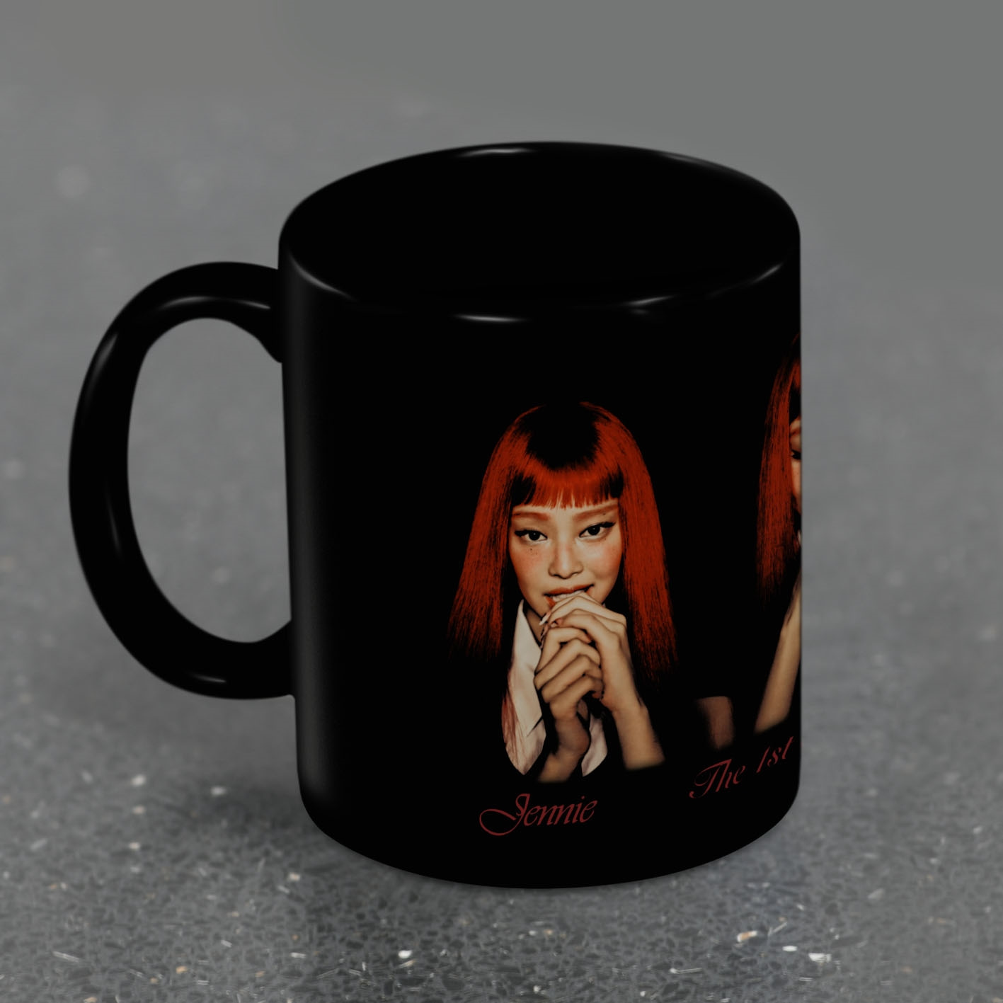 Jennie - Three Pose Black Pod Mug